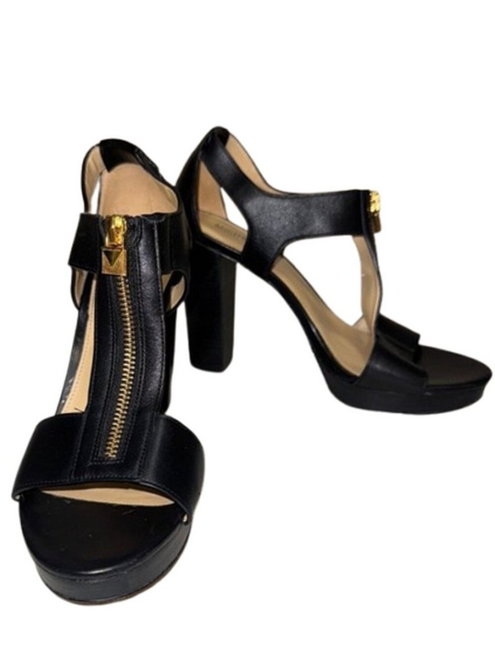 MICHAEL Michael Kors Platform Sandal Women 8.5 Berkley Sandal Shoe Black Leather